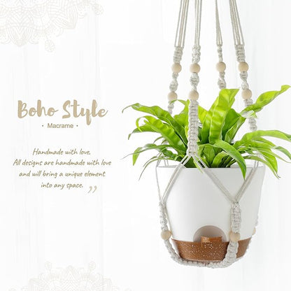 Mkono Hanging Planters, Macrame Plant Hangers with Self Watering Plant Pots Indoor Set of 3 Hanging Baskets Flower Pot Holders with Hooks No Tassels 3 Different Size for Boho Home Decor