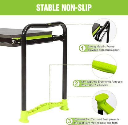 joyhalo 10.8 inch Wider Foldable Garden Kneeler and Seat Heavy Duty, Gardening Stool with Extra-Thick Kneeling Pad, Garden Bench for Kneeling and Sitting, Gardening Gifts for Women