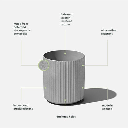 Veradek Demi Series Round Planter for Porch, Patio, Backyard | Durable Plastic-Stone Composite Material | Modern Décor for Tall Plants, Flowers