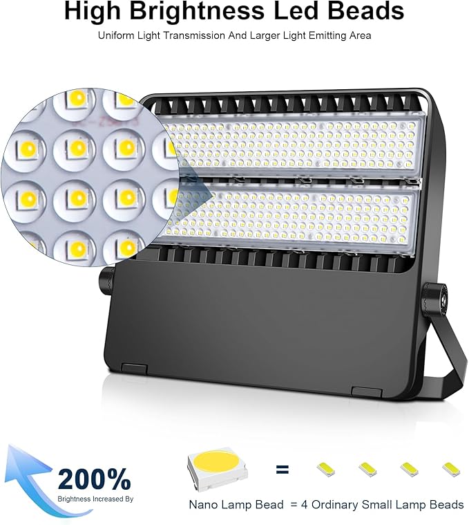 LED 240 Watt Stadium Lights Fixture, Outdoor Super Bright 36000 Lumen Stadium Flood Light, 5000K 120° Wider Lighting Angle Yoke Mount Commercial Arena Lights 110Volt-277Volt (3 Pack)