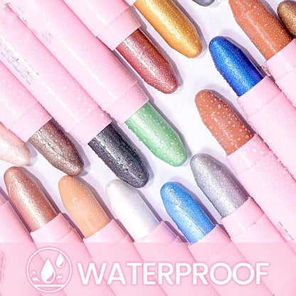 evpct 2Pcs Cream Eye Shadow Brightener Sticks Set for Eyes Waterproof, Orchid & Rose Shimmer Cream Eyeshadow Applicator Stick Long Lasting Pigmented Eye Makeup sombras en crema para ojos 26+27