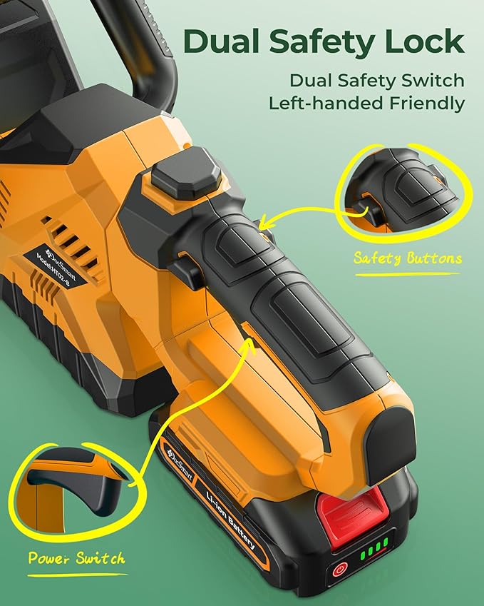 20'' Hedge Trimmer Cordless with Battery, 3000RPM Electric Handheld Bush Clipper with 2pcs 2000mAh Rechargeable Batteries, 180° Rotatable Head, 2/3'' Blade Gap Yellow