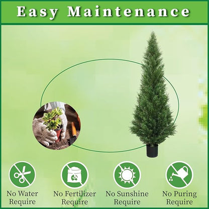Two 5 Foot Outdoor Artificial Cedar Topiary Trees Potted Plants Two Peace Construction