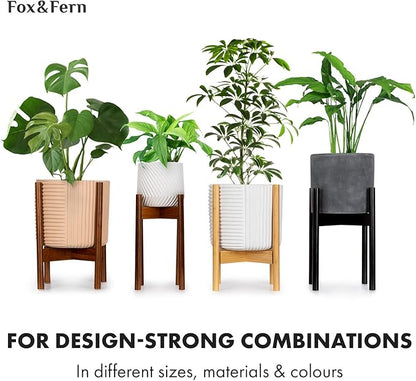 Fox & Fern 12" & 14.6" Large Planters (Set of 2) — Premium Lightweight Fiberstone Matte White Plant Pots with Drainage Plug; Extra Large Planters for Indoor & Outdoor; Weather Resistant & UV Resistant