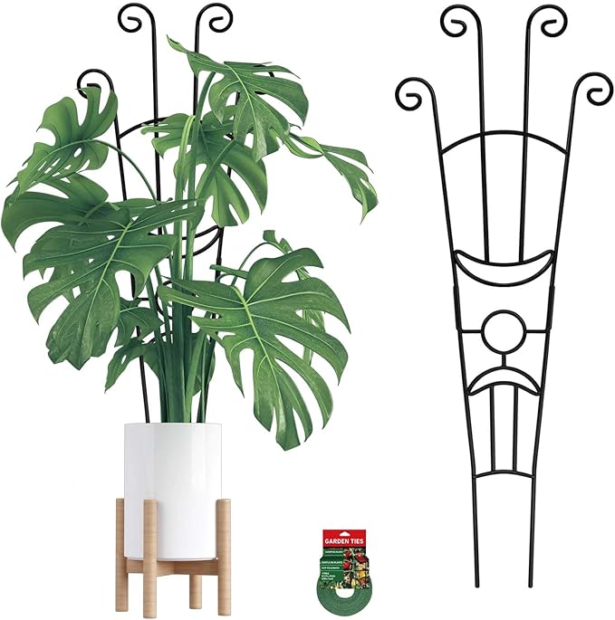 32.6in Monstera Plant Support Stakes for Indoor Plants, Metal Garden Plant Trellis for Climbing Plants, Pothos Vine Snake Climber Support，2p