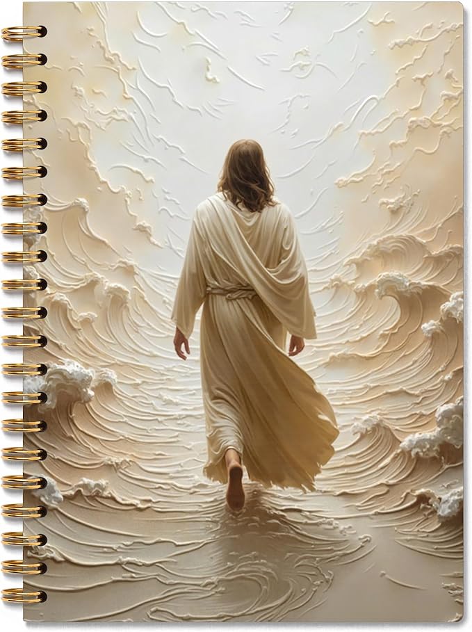 Jesus Walking Spiral Hardcover Notebook, Church Notes Notebook Journal for Women, Religious Journal Diary Gift, Christian Jesus Church Prayer Journal Gift For Women Girls, 5.5x8.3 Inch