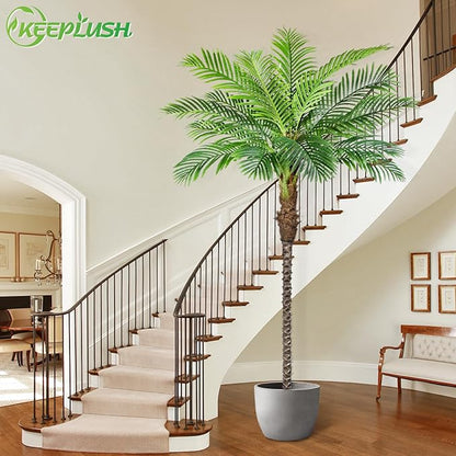 8ft Tall Artificial Phoenix Palm Tree for Outdoor Indoor Decor, Large Faux Coconut Silk Palm Tree Tropical Fake Tree Perfect for Outside Patio Poolside Home Office Decor (Set of 2)
