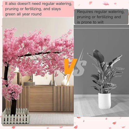 Cherry Blossom Tree Wishing Tree Handmade Shopping Wedding Party Indoor and Outdoor Decoration Artificial Cherry Blossom Tree (8.2ftX6.5ft)