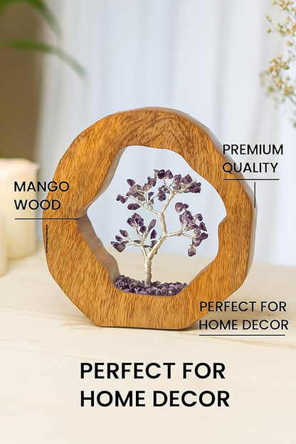 RITUALISTIC Amethyst Crystal Tree of Life in Wooden Ring - Spiritual Gift for Energy Flow & Chakra Healing, Feng Shui Gemstone Bonsai Tree, Home Decor, Wealth & Luck | Perfect for Gift & Christmas