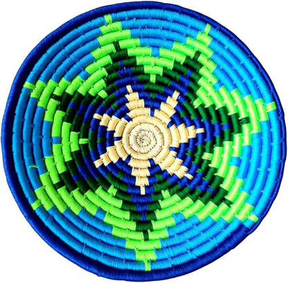 Bhumee Creations Rattan Trendy & Timeless: Sabai Grass Wall Basket - Handwoven Wall Art (Blue Green, Set of 3)