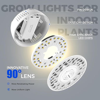 Barrina Orbgrow OG09 Puck Grow Light with Timer, 660nm Red LEDs 36W(4 x 9W, 540 Watt Equiv), Full Spectrum Plant Light for Indoor Plant, Magnetic & Linkable, 5 Levels Dimmable for Plant Shelf, 4 Packs