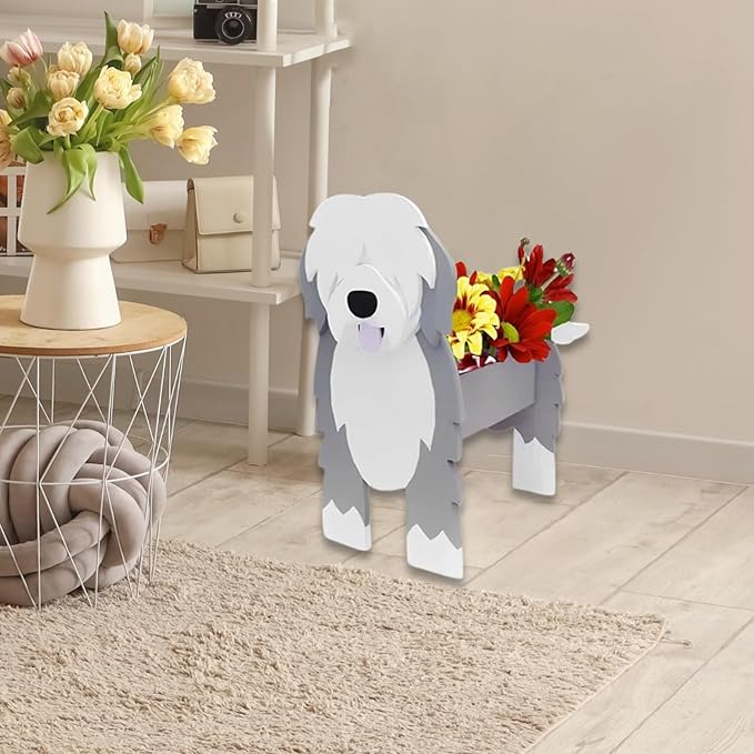 English Shepherd Dog Planter Plant Pots,Cute Dog Flower Planter,Gifts for Pet Lovers,Unique Animal Plant Pots,Office,Indoor Outdoor Garden Decor(9.45 * 6.38 * 13.39in)