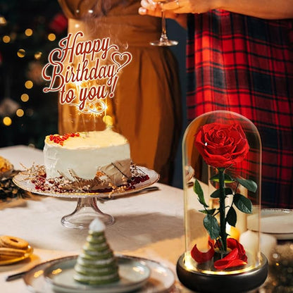 Valentines Day Gifts for Her, Beauty and The Beast Rose,Preserved Real Rose in Glass Dome,Forever Flowers with Warm Lights,Valentines Rose Gifts for Women Wife Mom Girlfriend,Birthday Gifts for Women