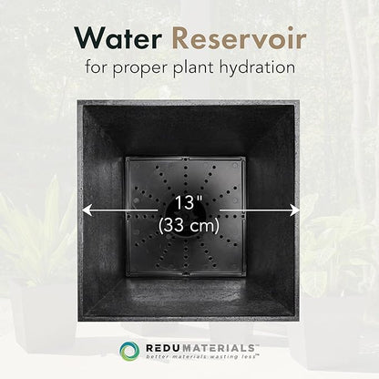 Tierra Verde 2-Pack Indoor & Outdoor Self-Watering Square Planters, Large, Sonata, Black - Planter Containers for Plants and Flowers - Gardening and Landscaping Accessories