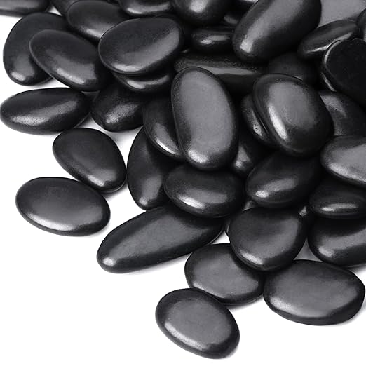 5 Pound Decorative Stones, Black Pebbles for Landscaping, Plant Rocks for Pots Outdoor and Indoor, 1"-2" Polished River Rocks for Vase Filler, Garden Decor