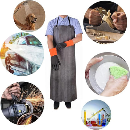 TonLing Rubber Apron Waterproof with Thick Rubber Gloves for Men and Women, Heavy Duty Chemical Aprons with Adjustable Neck Pad for Dishwashing, Dog Grooming, Cleaning, Lab Work, Butcher, Dishwasher