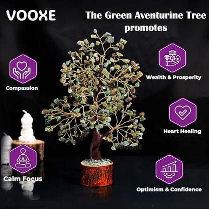 Crystal Tree of ABUDANCE Green Aventurine, Crystal Healing Stone for Home Office & Decor Handmade FENG Shui Money Tree Positive Energy Gifts for Women, MOM,Wife Birthday
