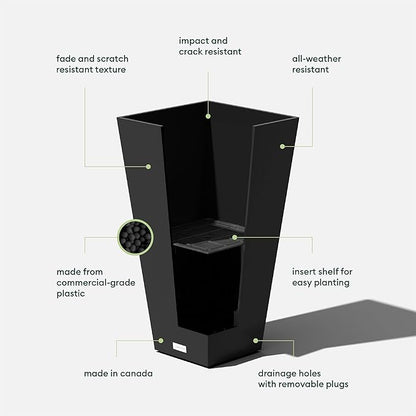 Veradek V-Resin Indoor/Outdoor Taper Planter (26 inch, Black)