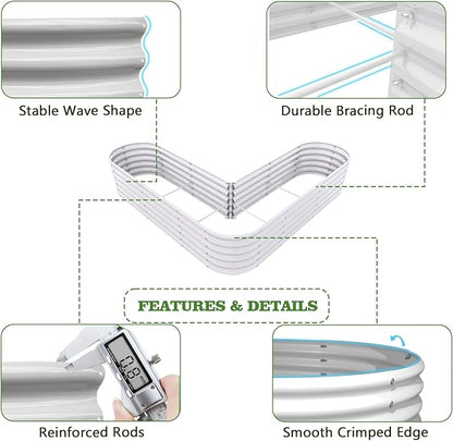 A ANLEOLIFE Heart-Shaped Galvanized Raised Garden Beds Outdoor,81x81x18in Large Metal Planter Box for Planting Vegetables Flowers Herb, Anti-Rust & Easy-Setup, Antique White
