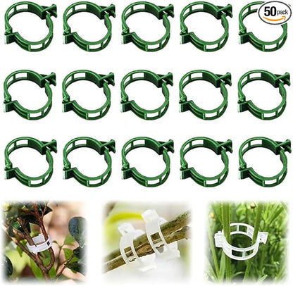 Secured Plastic Plant Clip, 2025 Upgrade Plant Support Clips Reusable Garden Clips, Garden Clips for Climbing Plants, Plastic Trellis Clips Tomato Grape Vine Vegetables Plant Fixing Clips (50, Green)