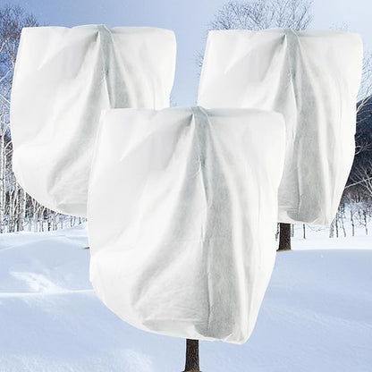 3 Pack H84 x W72 Plant Covers Freeze Protection - Shrub Cover, Winter Tree Cover with Drawstring for Season Extension & Frost Protection, White