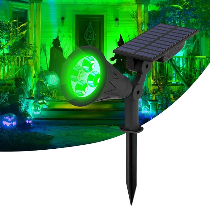 T-SUN Solar Spotlight LED Outdoor Wall Light, IP65 Waterproof, Auto-on at Night/Auto-Off by Day, 180°Angle Adjustable for Tree, Patio, Yard, Garden, Driveway, Stairs, Pool Area (Green)