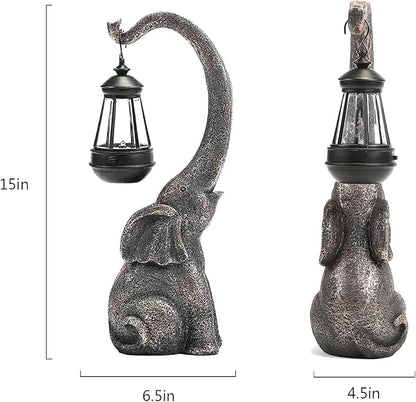 Elephant Garden Statue Solar Lights Outdoor Elephant Statue Porch Decor for Outside Patio Lawn Porch Balcony, Yard Art Lawn Ornaments Elephant Decor Birthday Gifts for Women Mom Grandma Animal Lovers