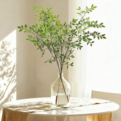 43.3 Inch Green Nandian Fake Plants 2 Pcs Greenery Stems for Vase Decor, Artificial Plants Faux Branches for Vase Filler Fake Leaves Office Home Decor