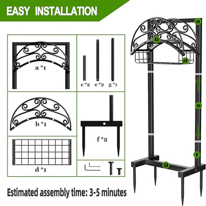 Garden Hose Holder - Upgraded Water Hose Holder Stand with Storage Basket Holds 151ft, Heavy Duty Freestanding Garden Hose Hanger Storage Rack for Outside Yard Lawn Farm