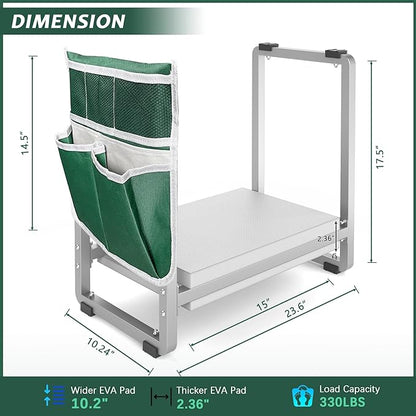 FLINTER 10.2" Wider Garden Kneeler and Seat, Heavy Duty Thick Gardening Bench for Kneeling and Seat - Garden Kneelers for Seniors, Gardening Stools for Women, Grandparents, Gardeners, Gray