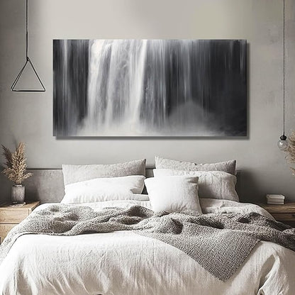 Black Wall Art White Wall Decor Waterfall Wall Pictures Abstract Wall Art Room Decor Canvas Poster Photos for Bedroom Living Room 24"x48"