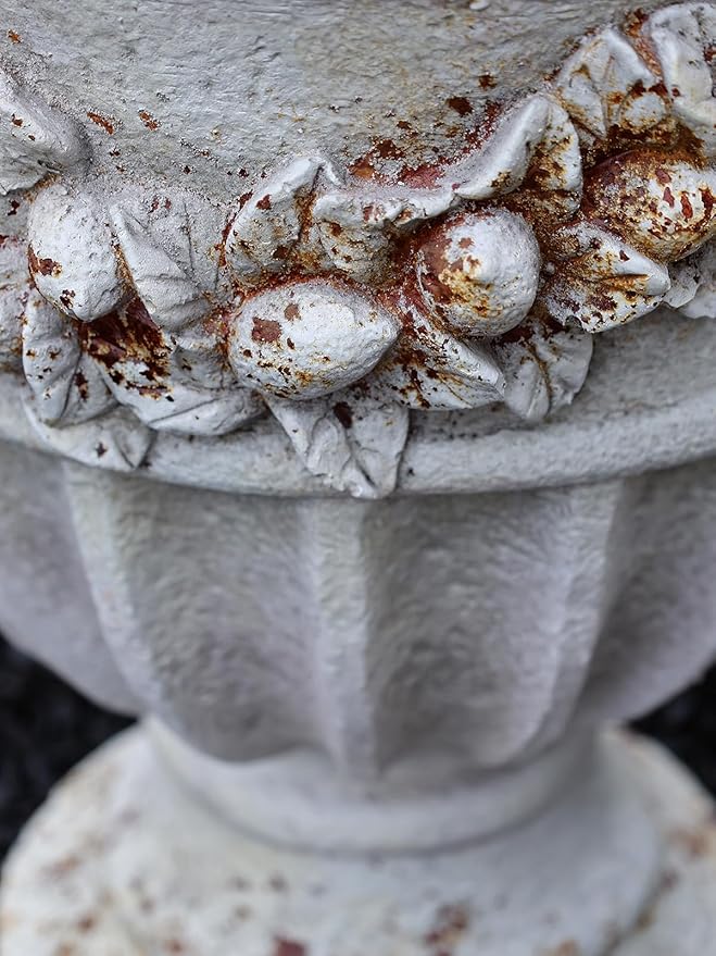 VISIBLE Vintage European Giant Garden Urn Planter, Decorative Cement and Fiber Flower Pot, Make Rust Finished, Wrap Foam Safely Delivered from Local Warehouse (Country, Large)