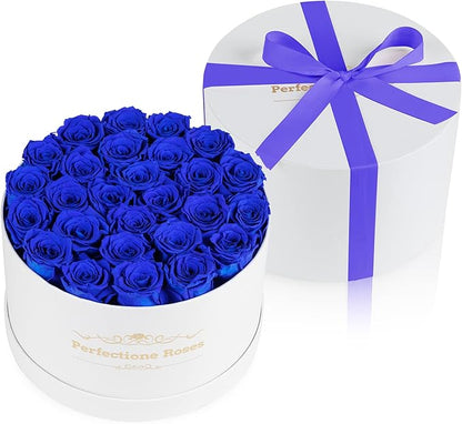 Perfectione Roses 27 Roses in a Box, Mothers Day Rose, Preserved Flowers for Her, Flowers for Delivery Birthday Gifts for Women (Royal Blue)