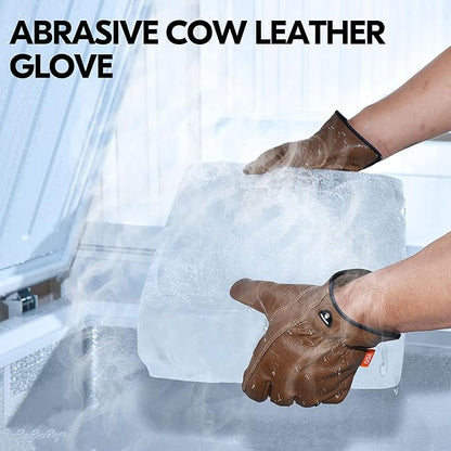 Vgo... 1-Pair Unlined Safety Cow Grain Leather Work Gloves Men, Rigger Gloves, Builder Gloves, Water Resistant, Palm Patched (Size L, Brown, CA9597WP)
