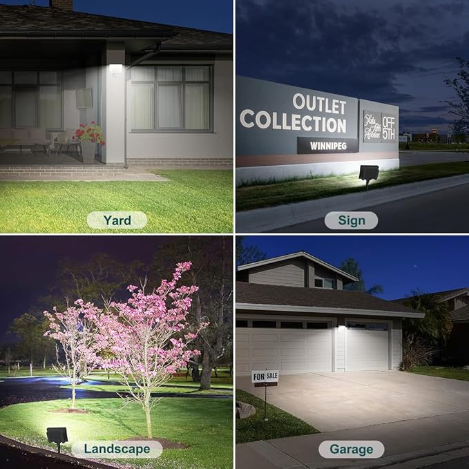 kadision 55W White LED Flood Light with Dusk-to-Dawn Photocell, 3000K/4000K/5000K Selectable, 120V 6600lm IP65 Waterproof Knuckle Mount Outdoor Security Lights, ETL Listed 4-Pack