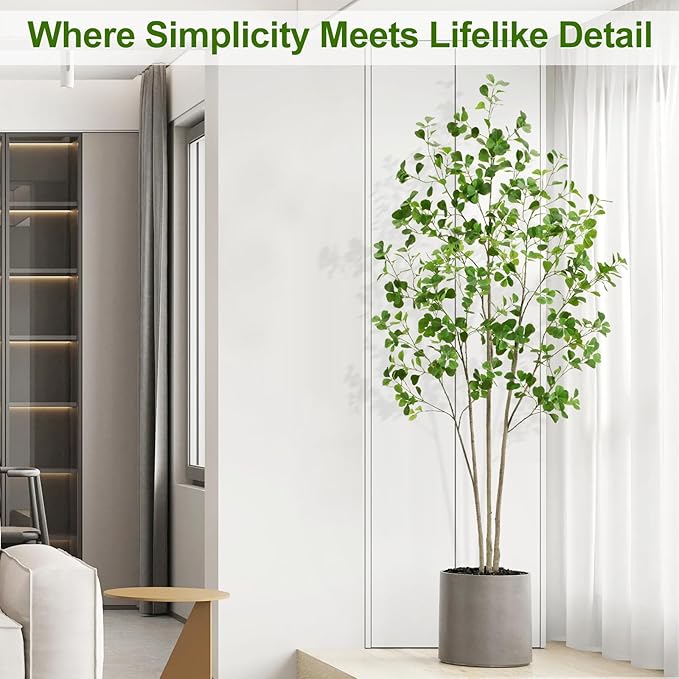 6ft Artificial Ficus Tree with Heart-Shaped Leaves - Lush & Full Branches, 72" Tall Luxurious Faux Heart-Leaf Ficus Tree, Perfect for Modern Home & Office Decor, Natural Look