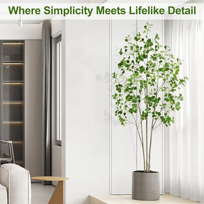 6ft Artificial Ficus Tree with Heart-Shaped Leaves - Lush & Full Branches, 72" Tall Luxurious Faux Heart-Leaf Ficus Tree, Perfect for Modern Home & Office Decor, Natural Look
