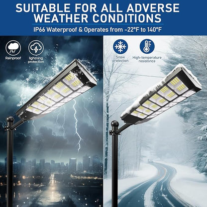 Solar Street Lights Outdoor, 6500K Solar Lights Outdoor Waterproof Dusk to Dawn, Security Flood Light with Motion Sensor and Remote for Yard, Garage, Driveway (5000W-(2 Pack))