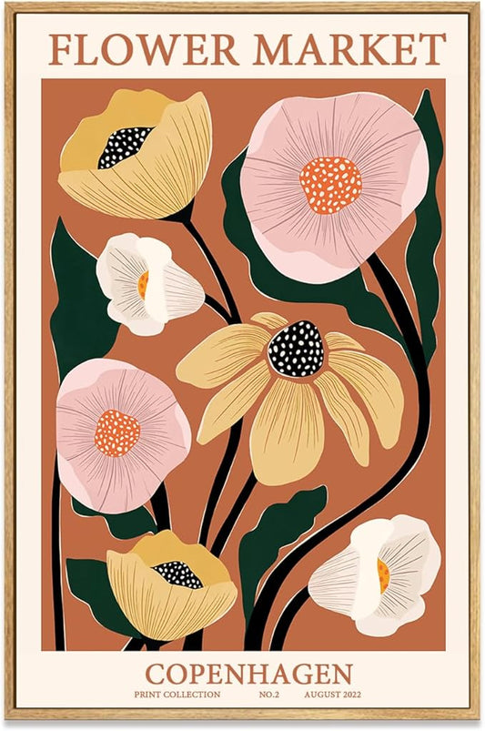 Zzuyi Framed Flower Market Wall Art,Anthropologie art,Botanical Flower wall art for Living Room Bedroom Decoration-12 x 16"