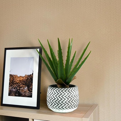 Ferrisland Artificial Potted Plants Fake: 12" Aloe Vera Desk Faux Potted Indoor Home Decor - Succulent Decorations in Pots for Office or Living Room Table Shelf Aesthetic