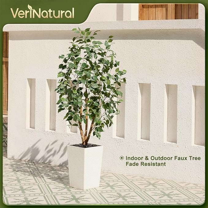 Artificial Olive Tree 5ft, Tall Fake Tree for Indoor & Outdoor Decor with Black Pot & Pebbles, UV Resistant Silk Leaves, Realistic Faux Potted Plant for Living Room,Office,Home Decor,VN137