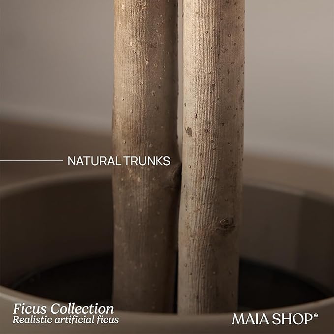 Maia Shop 3ft 5in Artificial Ficus Tree Plant for House, Apartment or Office – Realistic Fake Indoor Plants for Living Room, Kitchen, Bedroom, Entryway or Bathroom – Faux Greenery for Home Décor