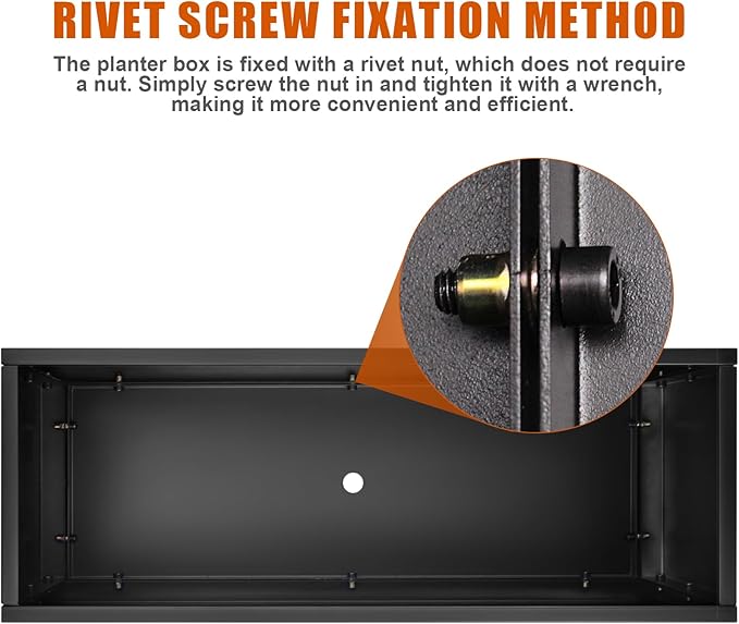 Metal Planter Box 40"x16"x24", Rectangular Steel Planter Box Frost Proof Rust Resistant Indoor&Outdoor, Heavy Duty Steel Planters for Commercial and Residential Use, Black