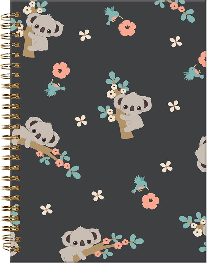 Spiral Journal Notebook,A5 Hardcover Lined Journals for Women Girl 6 x 8.3 in,120 Pages Thick Paper,Cute College Ruled Writing Notebook for Gifts Office Work School(Koala And Flowers)