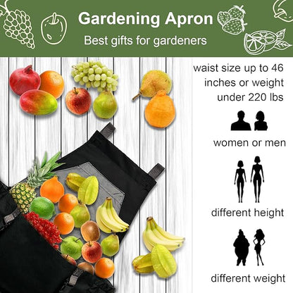 Gardening Apron Waterproof Cross Back Apron, Extra 600D Heavy Duty Apron Harvest and Large Quick Release Pockets