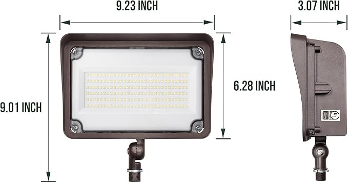 GKOLED 150W LED Flood Lights Outdoor, Dusk to Dawn Security Light, with Anti-Glare Guard, 120V 5000K 16,500LM Waterproof Landscape Lighting, Aluminum Lighting Fixture, 1/2" Knuckle Mount, UL Listed