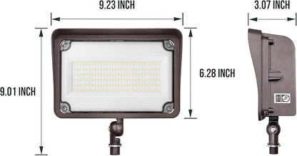 GKOLED 150W LED Flood Lights Outdoor, Dusk to Dawn Security Light, with Anti-Glare Guard, 120V 5000K 16,500LM Waterproof Landscape Lighting, Aluminum Lighting Fixture, 1/2" Knuckle Mount, UL Listed