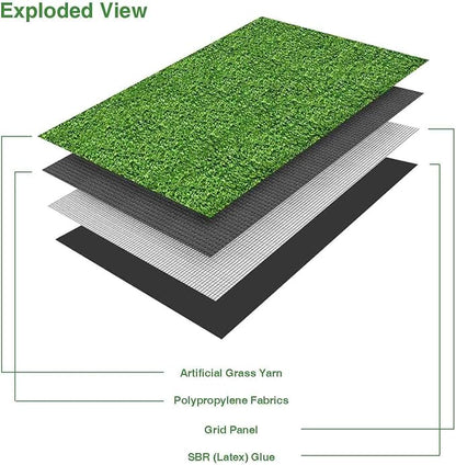 LITA 7ft x 13ft Realistic Deluxe Artificial Grass Synthetic Thick Lawn Turf Carpet Perfect for Indoor/Outdoor Landscape, 7'X13', Green