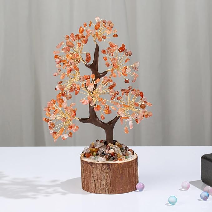 DUQGUHO Red Agate Crystal Tree for Positive Energy & Healing - Crystal Tree of Life Decor for Meditation, Office & Good Luck Gifts for Women & Mom