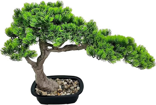 15in Artificial Bonsai Tree Juniper Faux Plants Indoor Big Fake Plants Decor with Ceramic Pots for Home Table Office Desk Shelf Bedroom Living Room Decorations (Green 15in)